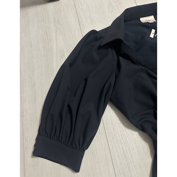 Cinq a Sept Vickie Puff-Sleeve Mini Wrap Dress Size 6 Navy Blue - Picture 8 of 16